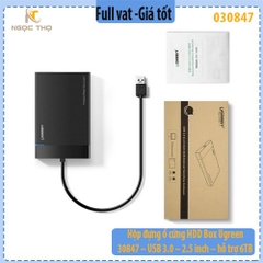 Hộp đựng ổ cứng UGREEN 30847 – USB 3.0 – 2.5" SATA, hỗ trợ 6TB, UASP – Chính hãng – Full VAT