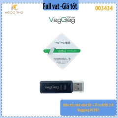 Đầu đọc thẻ SD + TF ra USB 2.0 Veggieg VC202 – Hàng chính hãng – Full VAT