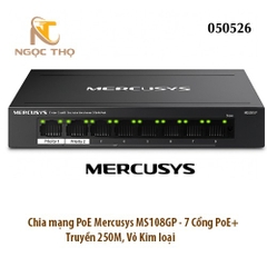 Switch PoE Mercusys MS108GP – Chia mạng Poe 7 cổng PoE+ | 1 cổng uplink | Gigabit | Truyền 250m (Extend) | Vỏ kim loại