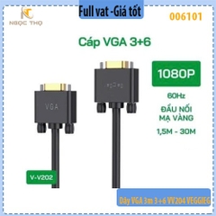 Dây VGA 3m 3+6 VV204  VEGGIEG - Cáp VGA 3+6 VegGieg V-V204 – 3m – 2 đầu dương – Chính hãng – Full VAT