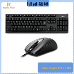 Combo Bộ phím chuột Fuhlen L411 + L102 – USB có dây – chuột 1000 DPI, 3M clicks, bàn phím ergonomic, Chính hãng