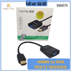 Bộ Chuyển HDMI to VGA VZ612 VEGGIEG – Hỗ Trợ Full HD 1080p – Không Hỗ Trợ Âm Thanh – Dùng Cho Laptop, PC, TV Box...
