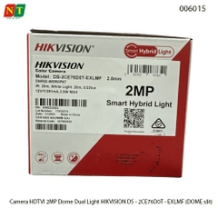 Camera Hikvision DS-2CE76D0T-EXLMF – Dome HDTVI 2MP – Smart Hybrid Light – Vỏ kim loại – IR 20m – Chính hãng – Full VAT
