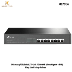 Switch PoE TP-Link SG1008MP – Chia mạng Poe - 8 cổng Gigabit PoE+ | Tổng công suất 126W | Vỏ kim loại – Chính hãng