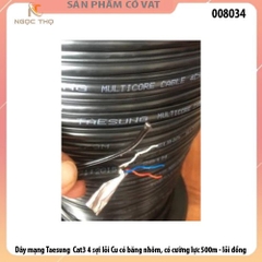 Dây mạng Taesung Cat3 4 sợi lõi Cu có băng nhôm, cường lực (1 cuộn = 500m) - chính hãng - full vat - giá tính theo m
