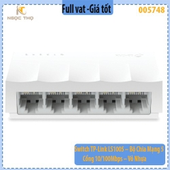 Switch TP-Link LS1005 – Bộ chia mạng 5 cổng 10/100Mbps - Vỏ nhựa | Plug & Play | Nhỏ gọn | Hàng chính hãng | BH 24 tháng