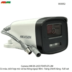 Camera HIKVISION DS-2CE17D0T-LTS 2MP – Có màu – Mic & loa – Hồng ngoại 40m – Chính hãng – Full VAT