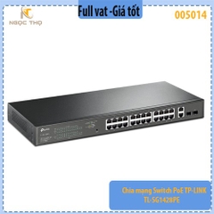 Chia mạng Switch PoE TP-LINK TL-SG1428PE – 28 cổng Gigabit (24 PoE+ 802.3af/at), PoE Budget 250W, 2× SFP –  Chính hãng