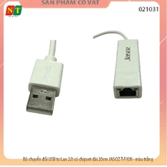 Bộ chuyển đổi USB to Lan 2.0 có chipset dài 20cm JASOZ T-F108 - màu trắng - chính hãng - full vat