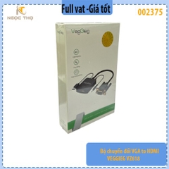 Bộ chuyển đổi VGA to HDMI VEGGIEG VZ618 – Dài 15cm – Hàng chính hãng – Có âm thanh – Dễ dùng