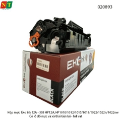 Hộp mực Eco Ink 12A (Q2612A) / Canon CRG303 – 1010 / 1012 / 1015 / 1018 / 1020 / 1022  Có lỗ đổ mực & xả thải – Full VAT