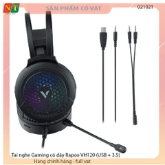 Tai nghe RAPOO VH120 màu đen (USB + 3.5)- Hàng chính hãng- Full Vat