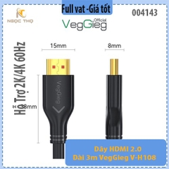 Dây HDMI 2.0 Dài 3m VegGieg V-H108 – Hỗ Trợ 2K/4K 60Hz – Cao Cấp, Chính Hãng - full vat