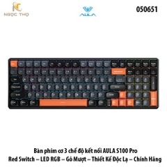 Bàn phím cơ 3 chế độ kết nối AULA S100 Pro – Red Switch – LED RGB – Gõ Mượt – Thiết Kế Độc Lạ – Chính Hãng