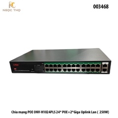 Switch PoE ONV-H1024PLS – Chia mạng Poe - 24 cổng PoE+ 10/100Mbps + 2 uplink Gigabit (250W) | Chính hãng – Full VAT
