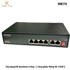 Switch PoE SinicHome SN-5104P-E – Chia mạng poe - 4 cổng PoE + 2 uplink | 10/100Mbps – Chính hãng – Full VAT