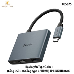 Bộ chuyển Type C 3 in 1 (Cổng USB 3.0 /Cổng type C / HDMI ) TP-LINK UH3020C  Hỗ trợ 4K@60Hz – Cắm là chạy
