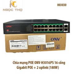 Chia mạng POE ONV-H3016PS 16 cổng Gigabit POE + 2 uplink (180W) | Switch POE ONV-H3016PS chính hãng giá rẻ