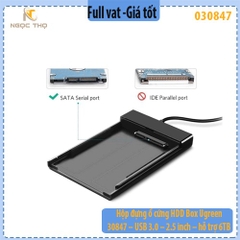 Hộp đựng ổ cứng UGREEN 30847 – USB 3.0 – 2.5" SATA, hỗ trợ 6TB, UASP – Chính hãng – Full VAT
