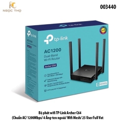 Bộ phát Wi-Fi TP-Link Archer C64 – Router Gigabit AC1200, MU-MIMO, EasyMesh, 4 Ăng-ten ngoài – Chính hãng Full VAT