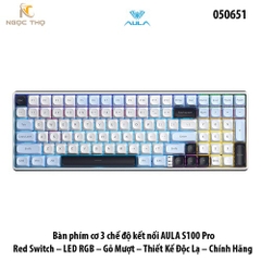 Bàn phím cơ 3 chế độ kết nối AULA S100 Pro – Red Switch – LED RGB – Gõ Mượt – Thiết Kế Độc Lạ – Chính Hãng