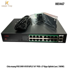 Switch POE ONV-H1016PLS – 16 cổng POE + 2 uplink Gigabit – công suất 180W – chính hãng – full VAT