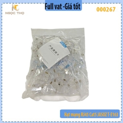 Hạt mạng RJ45 Cat5e JASOZ T‑E163 – Chân đồng mạ vàng 1U (chèn mạ niken) – Hộp 100 cái – Chính hãng – Full VAT