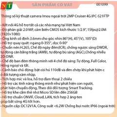 Camera dùng sim 4G Imou Cruiser 2MP 4G S21FTP - Hàng chính hãng - full vat