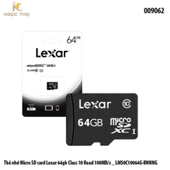 Thẻ nhớ MicroSD Lexar 64GB Class 10 – 100MB/s (LMS0C10064G-BNNNG) – Hàng chính hãng – Full VAT