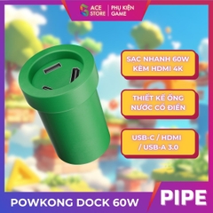 Powkong Dock Charger 60W Pipe – Dock Sạc 60W Kèm HDMI 4K | Dock Console Thiết Kế Ống Nước Cổ Điển