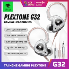 Tai Nghe Gaming Plextone G32 – In-Ear Có Dây, Driver 10mm, Jack 3.5mm