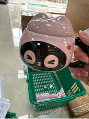 Cốc sứ in nắp in hình Cat tone nâu CS42