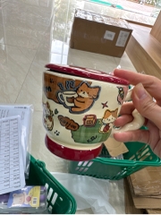 Cốc sứ in hình mèo đen kèm charm  Cs40