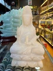 QUAN ÂM NGỒI ĐÁ CẨM THẠCH TRẮNG
