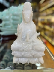 QUAN ÂM NGỒI ĐÁ CẨM THẠCH TRẮNG