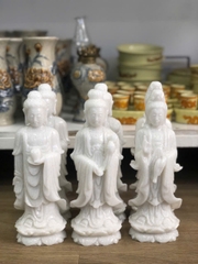 TAM THẾ PHẬT ĐÁ TRẮNG 25cm