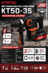 Thân Máy Khoan Búa Pin 2 Chức Năng Khoan Đục Kyntec KT50-3S