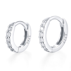 Full Pavé Eternity Hoops | Khuyên Tai Sterling Silver 925 Phủ Bạch Kim/Vàng 18K
