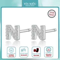 Initial Stud Earrings | Khuyên Tai Sterling Silver 925 Phủ Bạch Kim/Vàng 18K