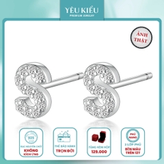 Initial Stud Earrings | Khuyên Tai Sterling Silver 925 Phủ Bạch Kim/Vàng 18K
