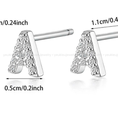 Initial Stud Earrings | Khuyên Tai Sterling Silver 925 Phủ Bạch Kim/Vàng 18K