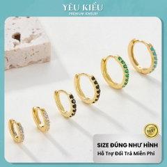 Full Pavé Eternity Hoops | Khuyên Tai Sterling Silver 925 Phủ Bạch Kim/Vàng 18K