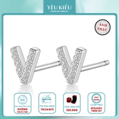 Initial Stud Earrings | Khuyên Tai Sterling Silver 925 Phủ Bạch Kim/Vàng 18K