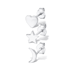 Celestial Love Stud Set | Khuyên Tai Sterling Silver 925 Phủ Bạch Kim/Vàng 18K