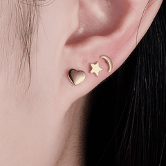 Celestial Love Stud Set | Khuyên Tai Sterling Silver 925 Phủ Bạch Kim/Vàng 18K