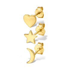 Celestial Love Stud Set | Khuyên Tai Sterling Silver 925 Phủ Bạch Kim/Vàng 18K