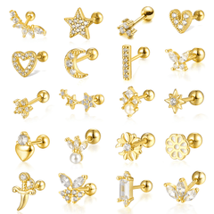 Dainty Mix Piercing | Khuyên Tai Sterling Silver 925 Phủ Bạch Kim/Vàng 18K