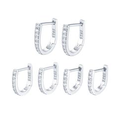 U-Shape Pavé Hoop Earrings | Khuyên Tai Sterling Silver 925 Phủ Bạch Kim/Vàng 18K