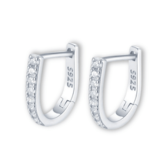 U-Shape Pavé Hoop Earrings | Khuyên Tai Sterling Silver 925 Phủ Bạch Kim/Vàng 18K