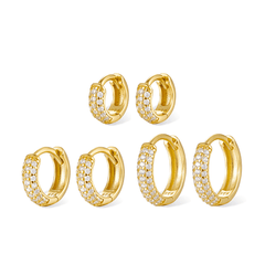 Triple Sparkle Hoops Earrings | Khuyên Tai Sterling Silver 925 Phủ Bạch Kim/Vàng 18K